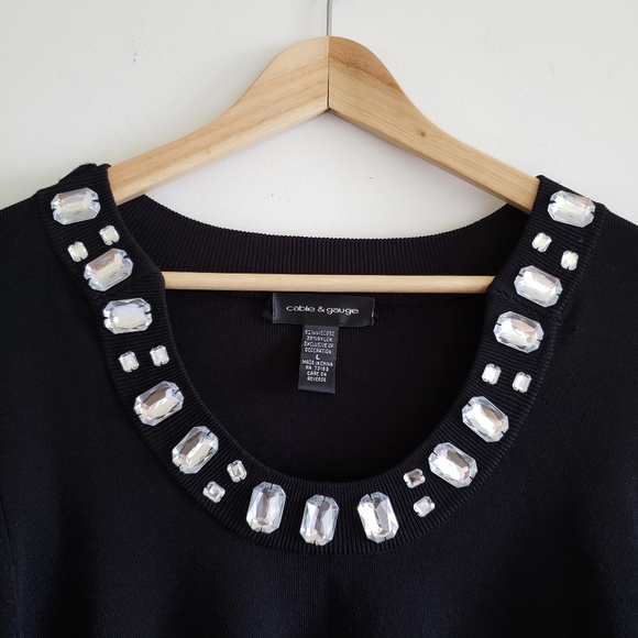 Cable & Gauge Rhinestone Top & Bolero Set Size L - Picture 4 of 10